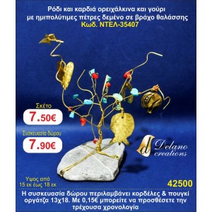 ΡΟΔΙ ΚΑΙ ΚΑΡΔΙΑ ΟΡΕΙΧΑΛΚΙΝΑ ΜΕ ΗΜΙΠΟΛΥΤΙΜΕΣ ΠΕΤΡΕΣ ΣΕ ΒΡΑΧΟ ΘΑΛΑΣΣΗΣ ΓΟΥΡΙ 2015